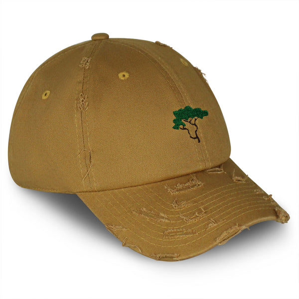 Tree Vintage Dad Hat Frayed Embroidered Cap Hiking