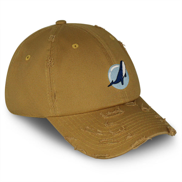 Whale Vintage Dad Hat Frayed Embroidered Cap Fishing Nature