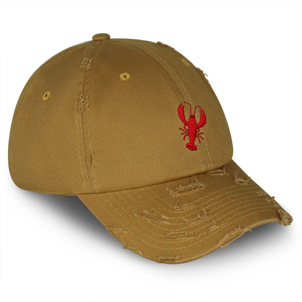 Lobster Vintage Dad Hat Frayed Embroidered Cap Seafood