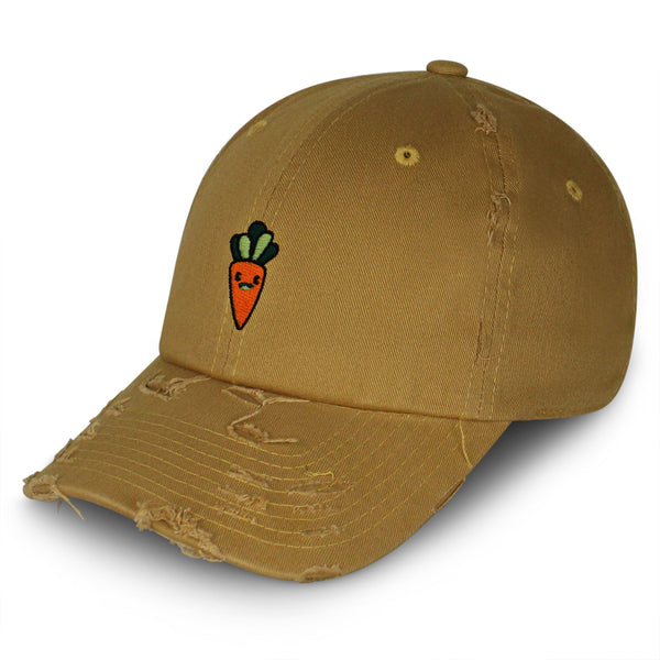 Smiling Carrot Vintage Dad Hat Frayed Embroidered Cap Vegetable Vegan