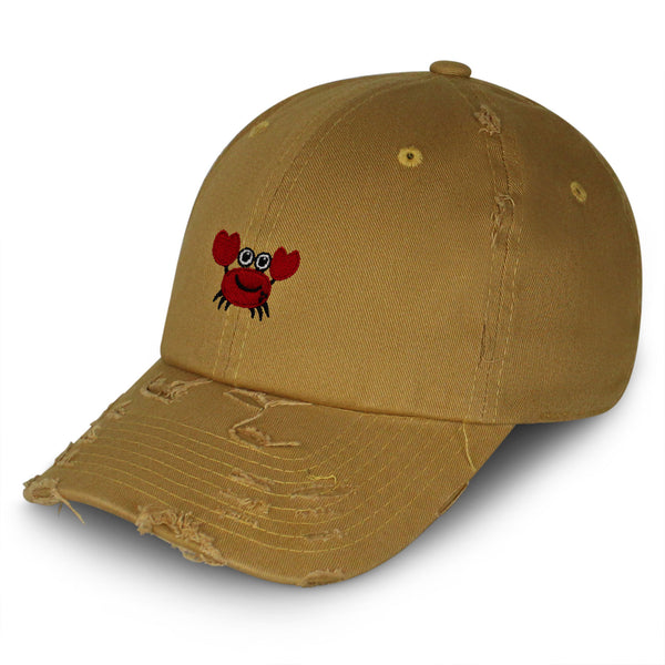 Funny Crab Vintage Dad Hat Frayed Embroidered Cap Ocean Sea, Fishing