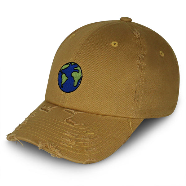 Earth Vintage Dad Hat Frayed Embroidered Cap Environment