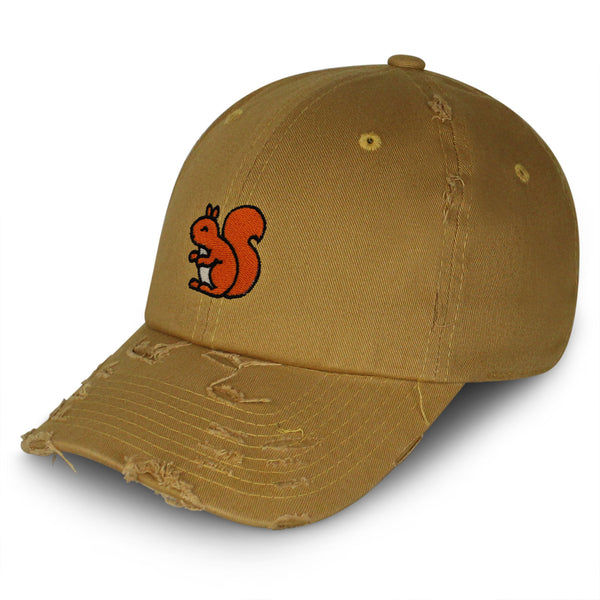 Squirrel Vintage Dad Hat Frayed Embroidered Cap Hamster Chipmunks