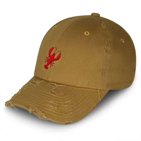 Lobster Vintage Dad Hat Frayed Embroidered Cap Seafood