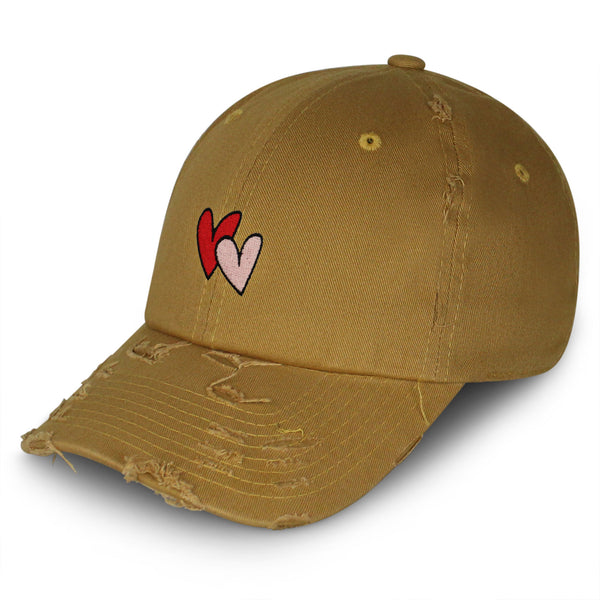 Heart Vintage Dad Hat Frayed Embroidered Cap Cute