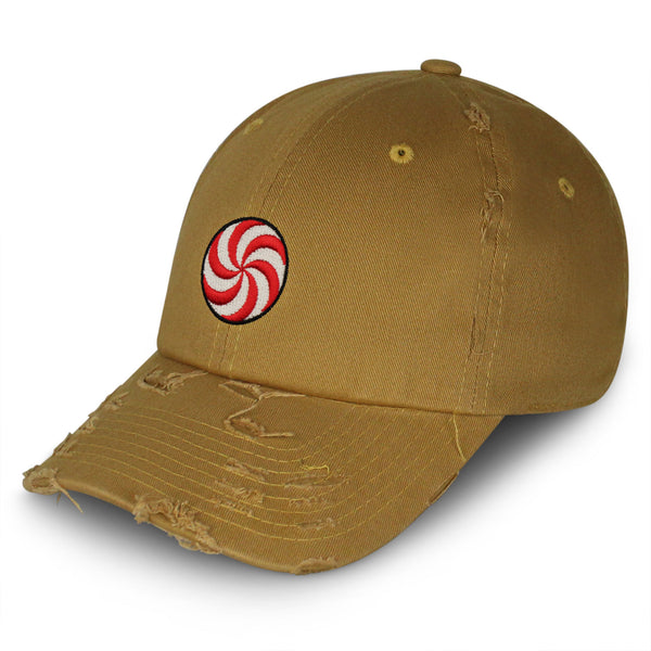 Peppermint Swirl Candy Vintage Dad Hat Frayed Embroidered Cap Foodie