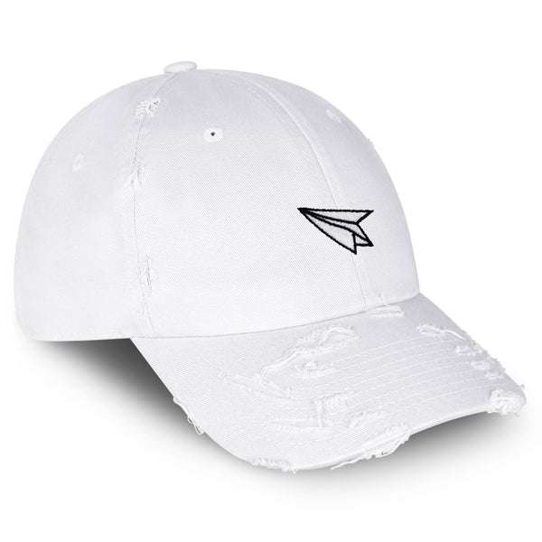 Paper Airplane Vintage Dad Hat Frayed Embroidered Cap Plane Sky