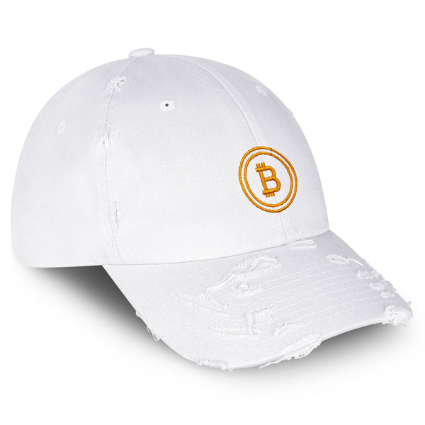 Bitcoin Vintage Dad Hat Frayed Embroidered Cap Cryptocurrency