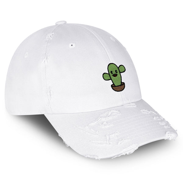 Cute Cactus Vintage Dad Hat Frayed Embroidered Cap Desert