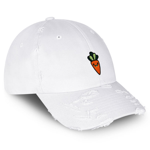 Smiling Carrot Vintage Dad Hat Frayed Embroidered Cap Vegetable Vegan