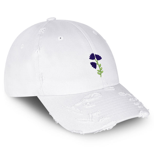 Purple flower Vintage Dad Hat Frayed Embroidered Cap Purple Floral