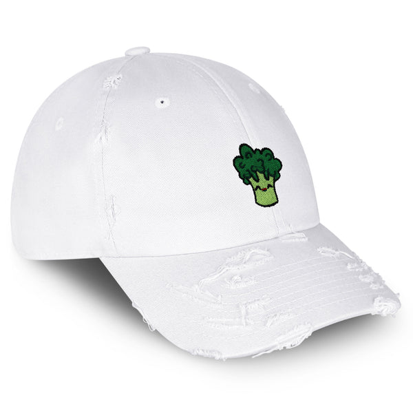 Broccoli Vintage Dad Hat Frayed Embroidered Cap Vegan Vegetable