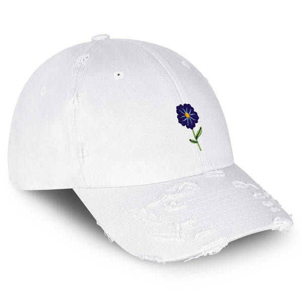 Flower Vintage Dad Hat Frayed Embroidered Cap Floral Purple