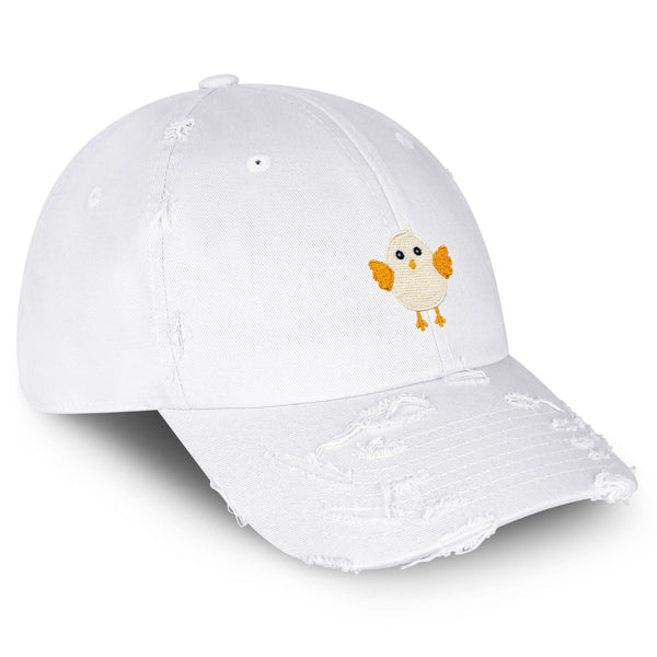 Cute Chick Vintage Dad Hat Frayed Embroidered Cap Chicken