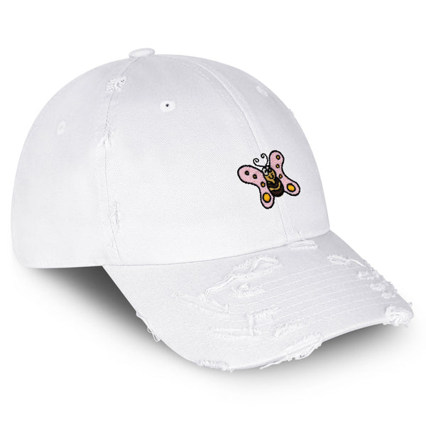 Jackson the Butterfly Vintage Dad Hat Frayed Embroidered Cap Insect Character