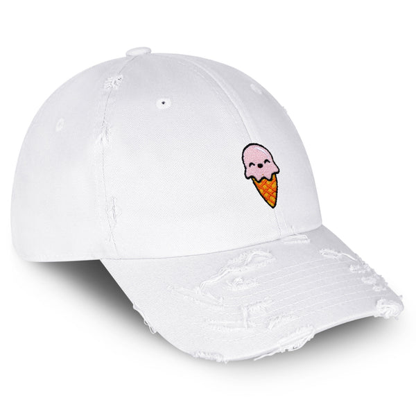 Ice Cream Vintage Dad Hat Frayed Embroidered Cap Summer Kids