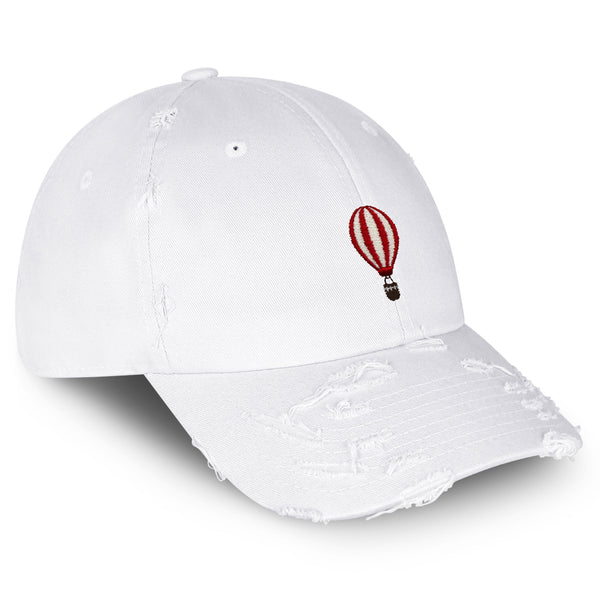 Hot Air Ballon Vintage Dad Hat Frayed Embroidered Cap Travel Fly, Sky