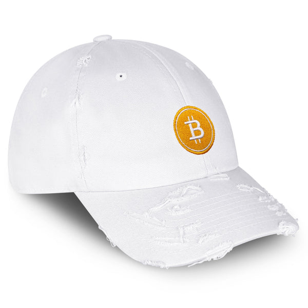 Bitcoin Vintage Dad Hat Frayed Embroidered Cap Cryptocurrency Investing