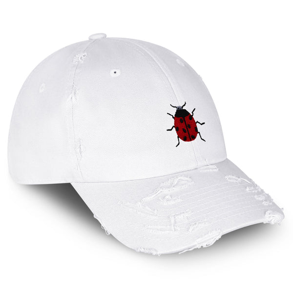 Ladybug Vintage Dad Hat Frayed Embroidered Cap Insect