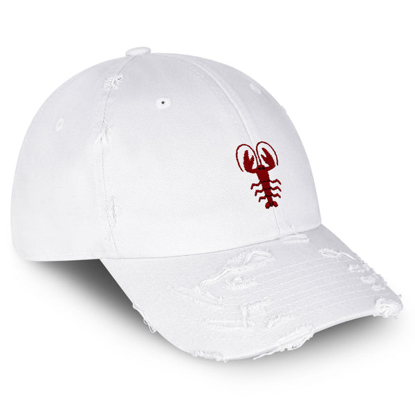 Lobster Vintage Dad Hat Frayed Embroidered Cap Shellfish Foodie