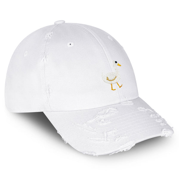 Duck Vintage Dad Hat Frayed Embroidered Cap Bird Lake