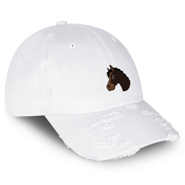 Horse Head Vintage Dad Hat Frayed Embroidered Cap Cowboy Zoo