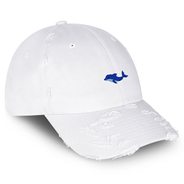 Dolphin Vintage Dad Hat Frayed Embroidered Cap Ocean Aquarium, Sea