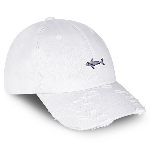 Shark Vintage Dad Hat Frayed Embroidered Cap Ocean