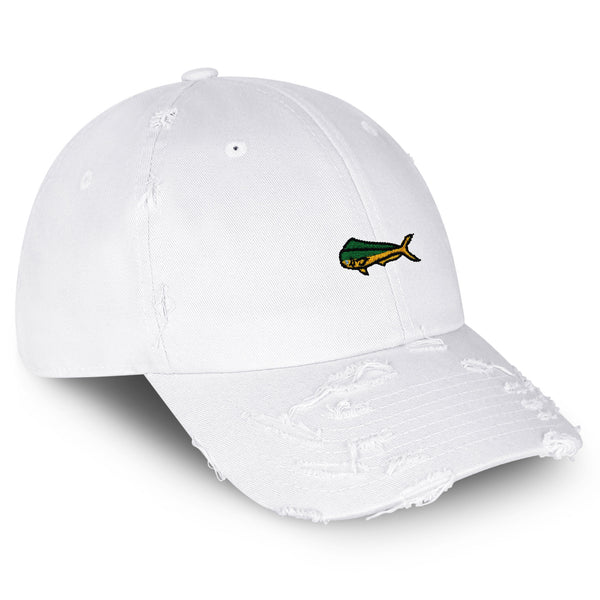 Mahi-Mahi Fish Vintage Dad Hat Frayed Embroidered Cap Fishing Ocean