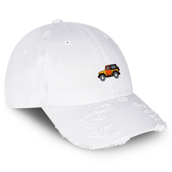 Offroad SUV Vintage Dad Hat Frayed Embroidered Cap 4WD