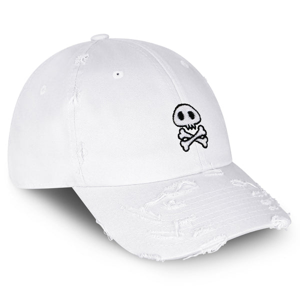 Skull Vintage Dad Hat Frayed Embroidered Cap Cute Skull