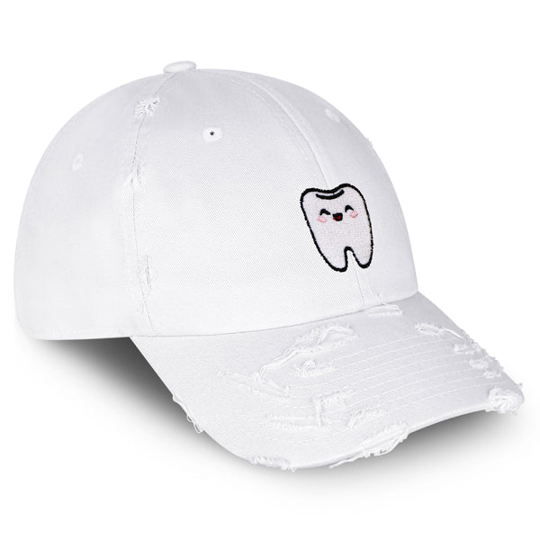 Tooth Vintage Dad Hat Frayed Embroidered Cap Dentist Dental