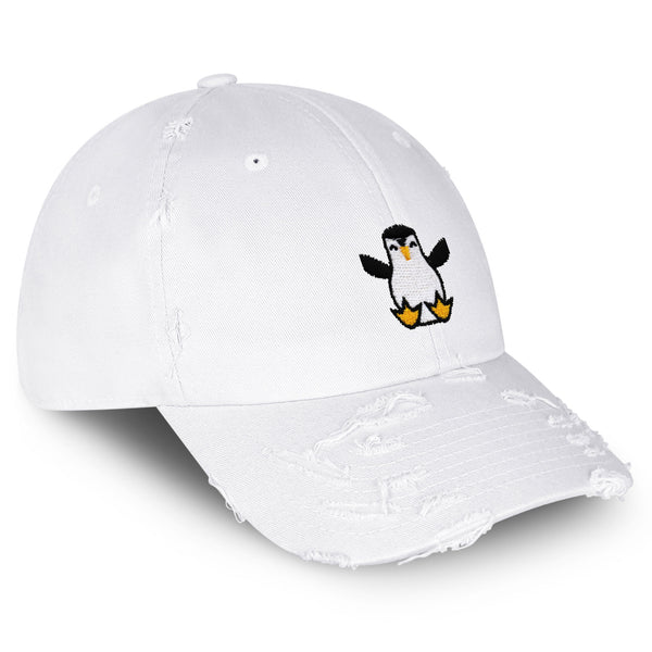 Penguin Vintage Dad Hat Frayed Embroidered Cap Snow Animal