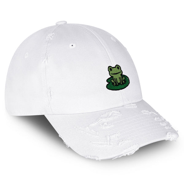 Frog Vintage Dad Hat Frayed Embroidered Cap Frog Pond, Frog