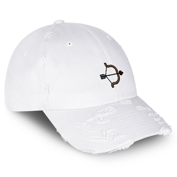 Bow and Arrow Vintage Dad Hat Frayed Embroidered Cap Game Warrior