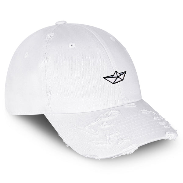 Paper Boat Vintage Dad Hat Frayed Embroidered Cap Pond Memory