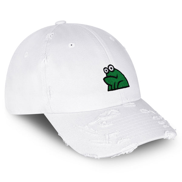 Frog Vintage Dad Hat Frayed Embroidered Cap Funny