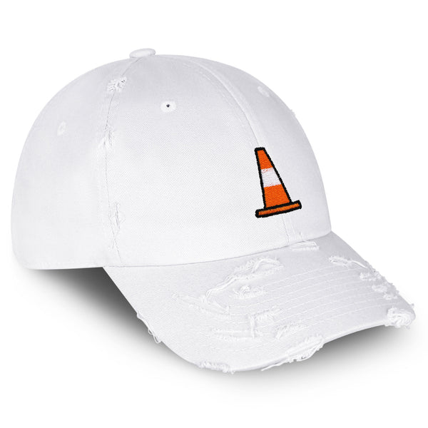 Safety Cone Vintage Dad Hat Frayed Embroidered Cap Construction