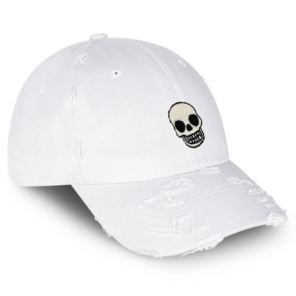 Skull Vintage Dad Hat Frayed Embroidered Cap Girly Halloween