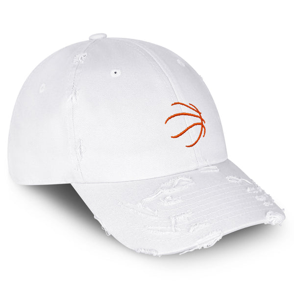 Basketball Silhouette Vintage Dad Hat Frayed Embroidered Cap Sports Ball