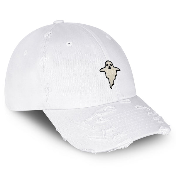 Ghost Vintage Dad Hat Frayed Embroidered Cap Halloween