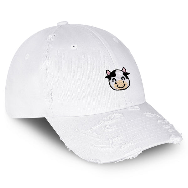 Cow Vintage Dad Hat Frayed Embroidered Cap Milk Animal