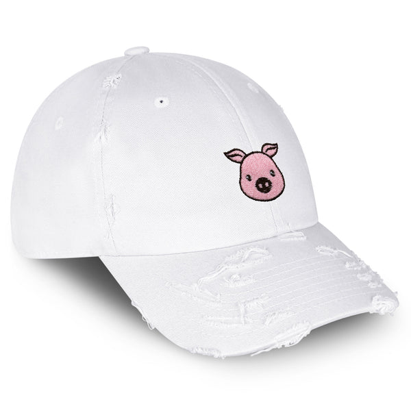 Pig Vintage Dad Hat Frayed Embroidered Cap Pork Bacon