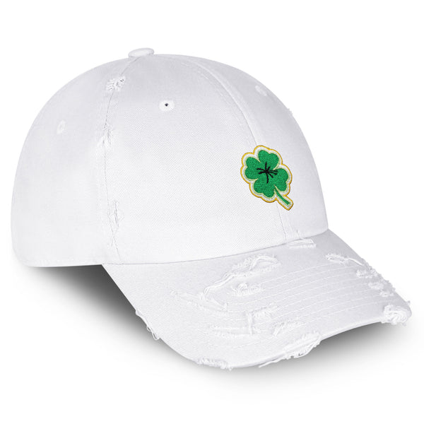 Clover Vintage Dad Hat Frayed Embroidered Cap Lucky Plant