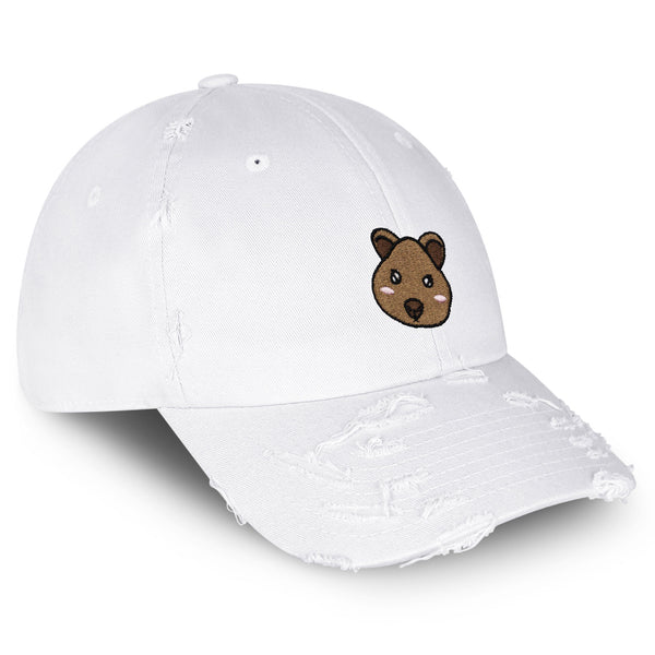 Quokka Face Vintage Dad Hat Frayed Embroidered Cap Cute Animal