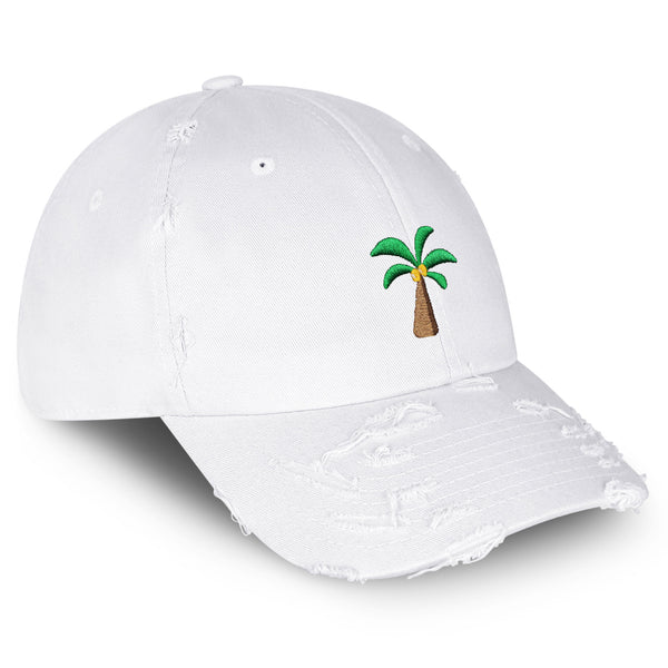 Palm Tree Vintage Dad Hat Frayed Embroidered Cap Coconut