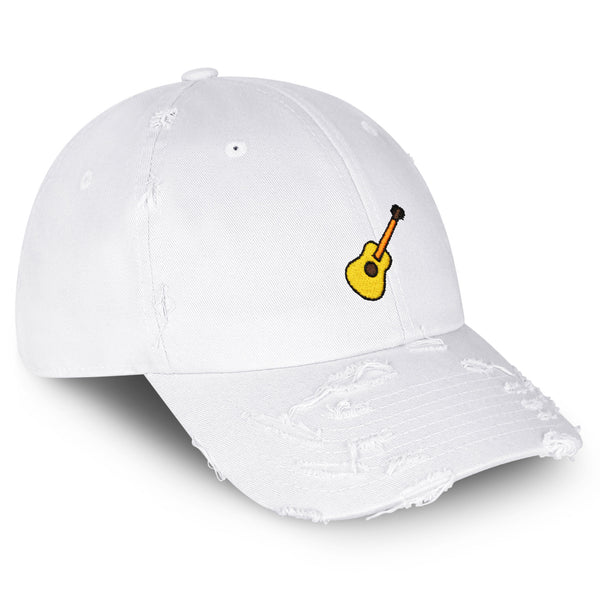 Guitar Vintage Dad Hat Frayed Embroidered Cap Mexico Instrument