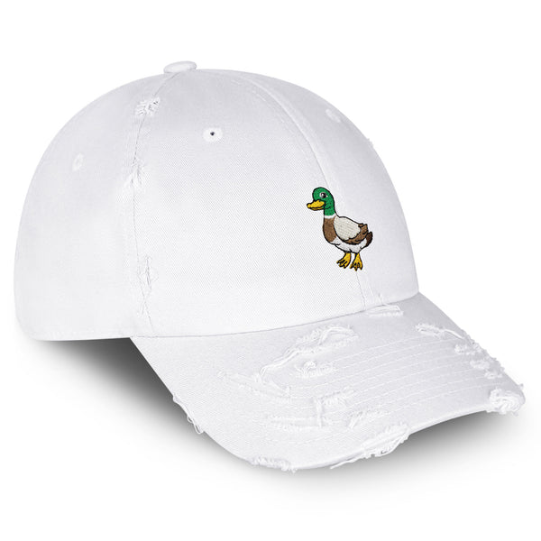 Duck Vintage Dad Hat Frayed Embroidered Cap Bird Lake