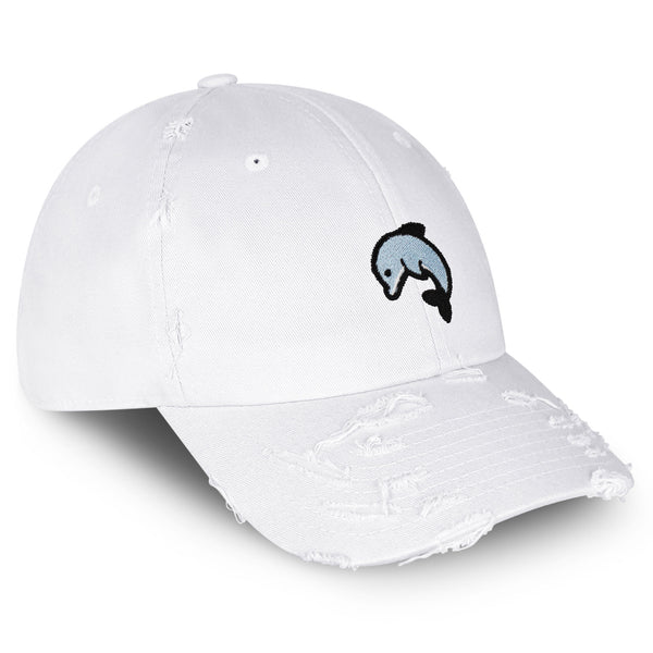 Dolphin Vintage Dad Hat Frayed Embroidered Cap Ocean Cute