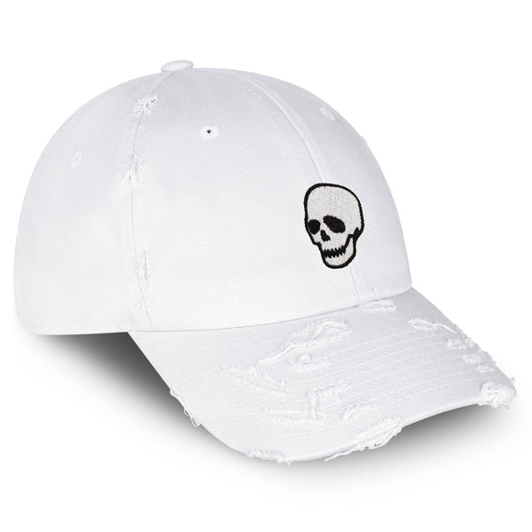 Skeleton Vintage Dad Hat Frayed Embroidered Cap Skull